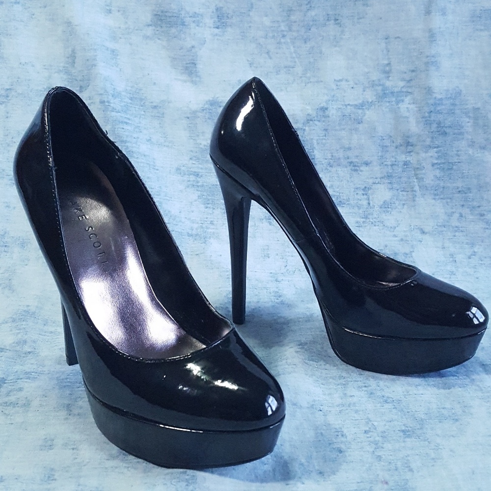 Shiny Black Patent Leather 6" Heels Blake Scott 7